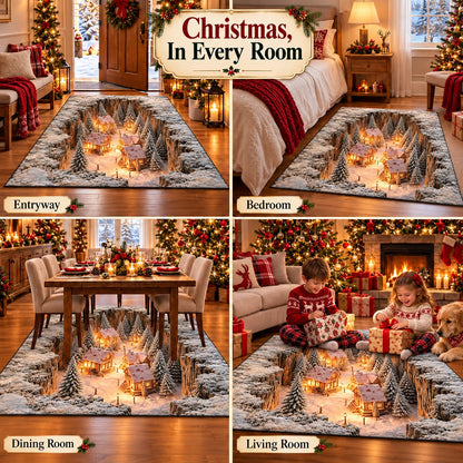 ☘️✨Optical Illusion Christmas Scene Rug | Bring A Hidden Winter Village✨✨