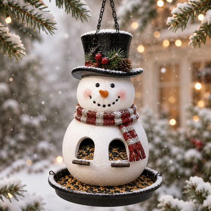 Holiday bird feeder garden display details