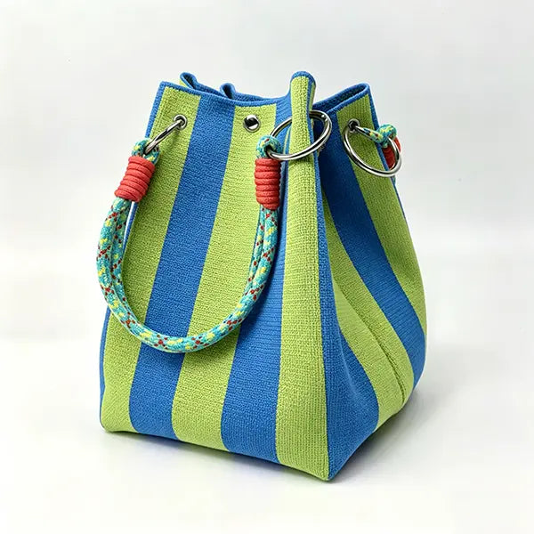 👜Boho Woven Polyester Bucket Bag