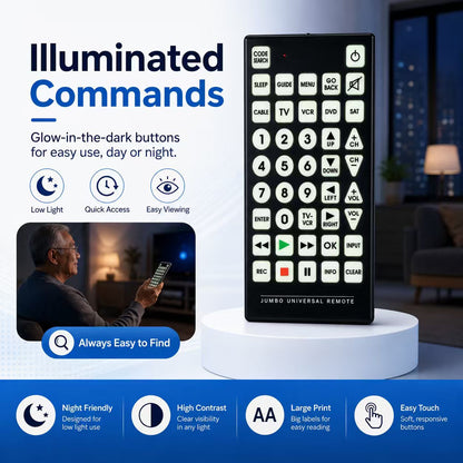 Limited Dexterity or Vision Big Button Universal Remote
