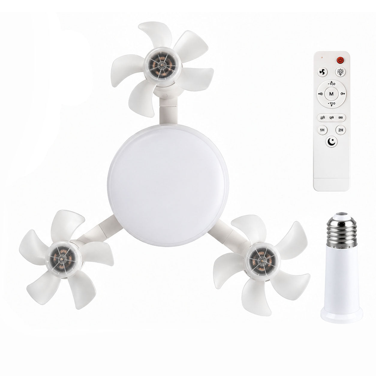 2026 New E27 Socket Ceiling Fan Light - 2-in-1 Silent LED Fan with Remote Control, Energy-Saving Cooling & Lighting Combo for Home Bedroom summervibes