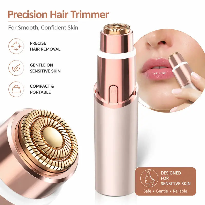 2-in-1 Women's Facial & Eyebrow Hair Trimmer | Rechargeable Painless Face Razor & Precision Eyebrow Shaper