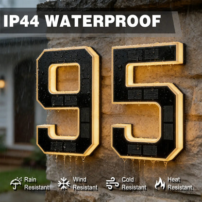 ISUNMEA 9 Inch Solar Lighted House Numbers for Outside, Light Up Waterproof LED Address Numbers Signs