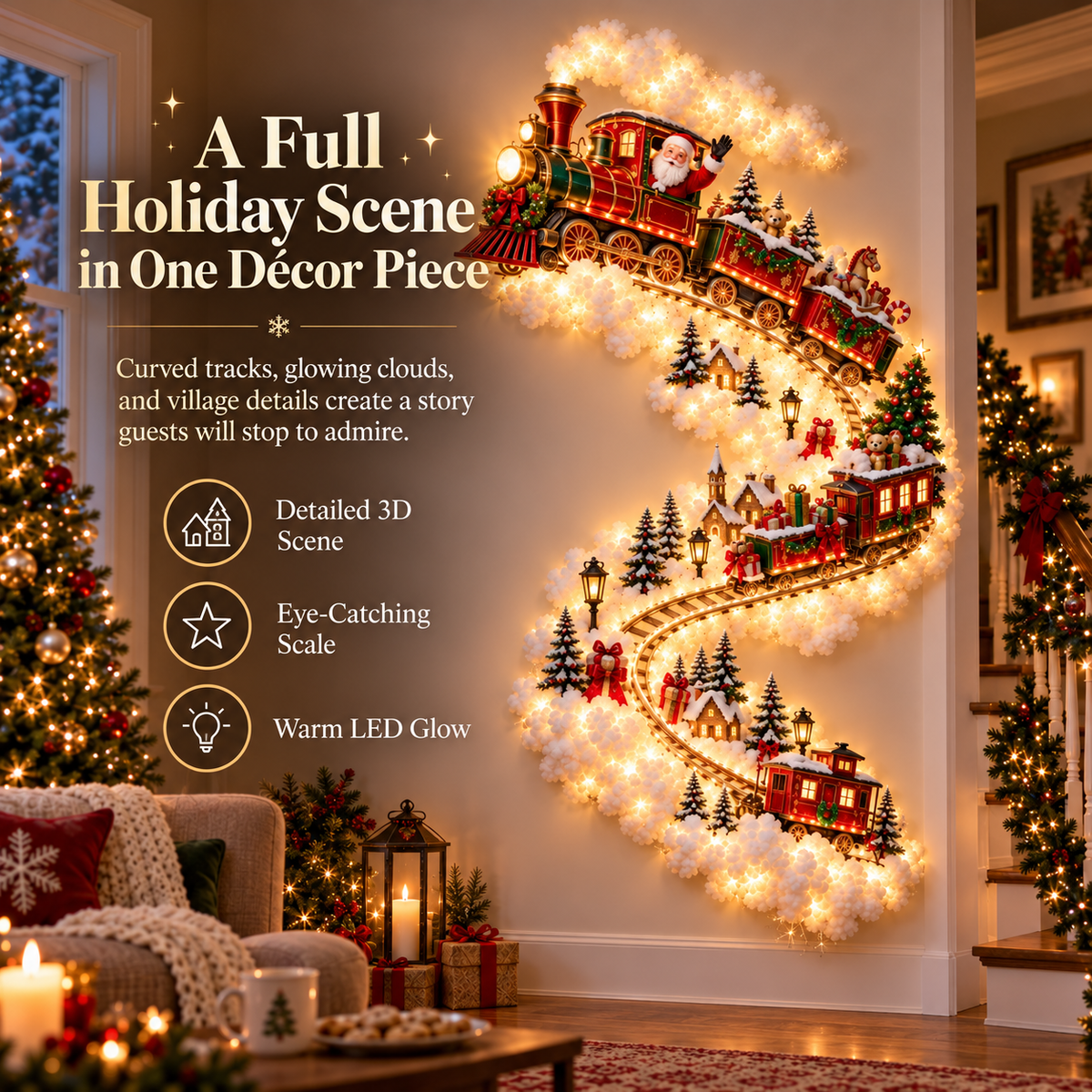 ✨ Christmas Magic Trail Wall Light – Glowing Vertical Holiday Scene in 10 Festive Styles