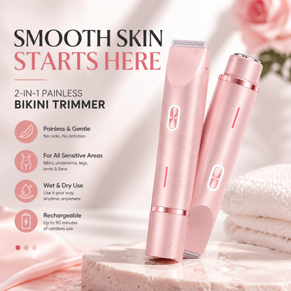 2-in-1 Painless Bikini Trimmer & Precision Shaver for Women