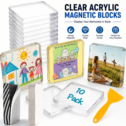 🖼️Magnetic Photo Frames 2"x2" Clear Acrylic DIY Fridge Magnets – Create
