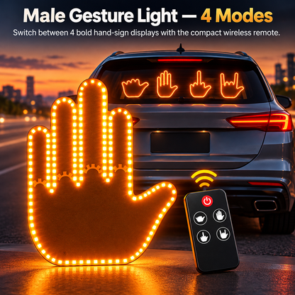 🚗🔥 LED Car Rear Window Gesture Light 😎🖕😂 – Funny Emoji & Hand Sign Display ✨ Wireless Remote Control 🚘 4 Modes | Fun Car Accessories 🎁