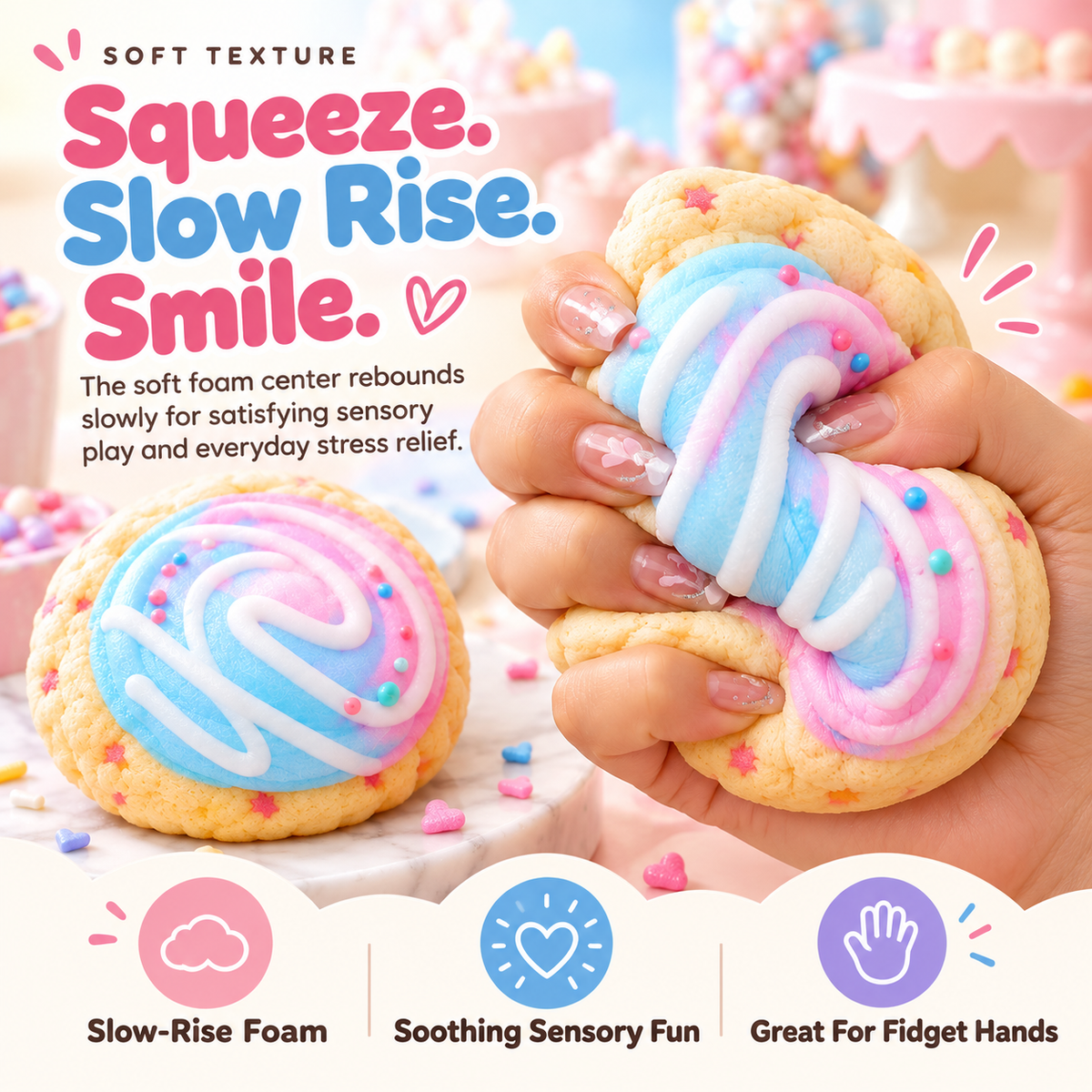 🍭 SquishMallow™ Mystery Cookie Blind Box – Kawaii Slow-Rising Squishy Toy with Sweet Surprise Collectibles