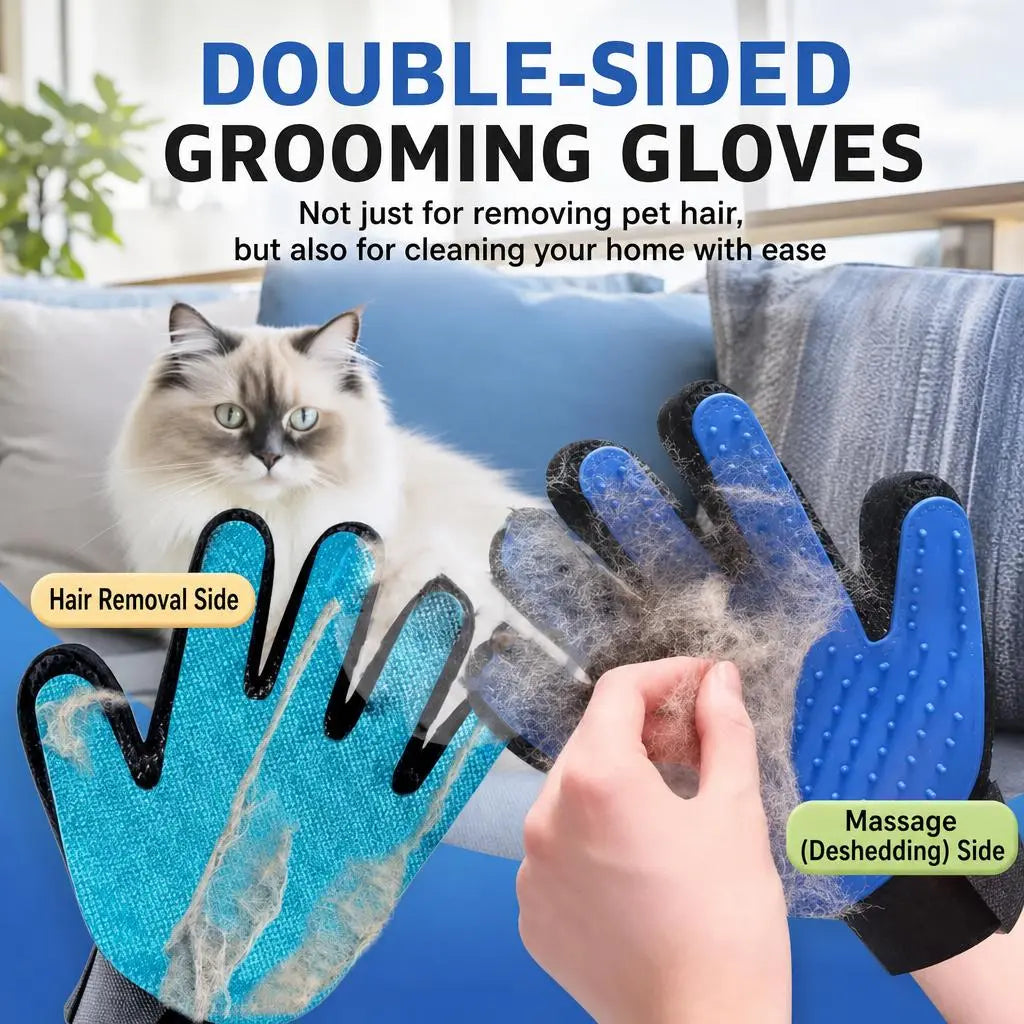 255-Tip Pet Grooming Gloves – Deshedding & Bath Mitts