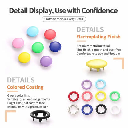 🧵✨ No-Sew Snap Button Kit with Hand Press Pliers 🌈🔧 — Product image 10