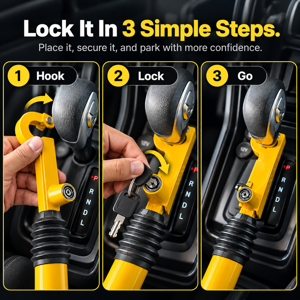 🚗🔒 Heavy-Duty Anti-Theft Gear Shift Lock 🔐🛡️ | Universal Car Security Lock 🚘✨ Easy Installation & Keyed Protection 🔑💪