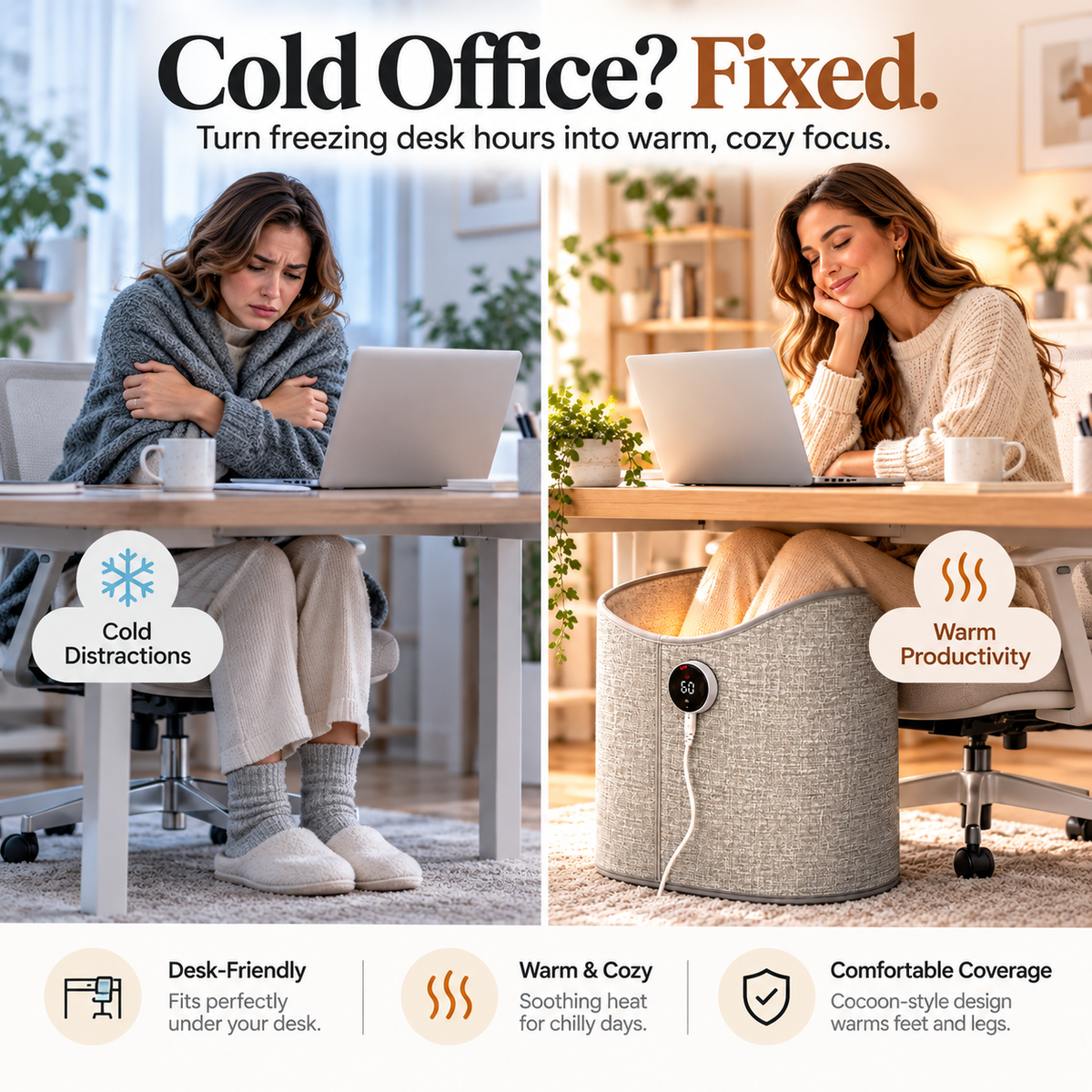 🔥🧦 Cozy Heated Foot & Leg Warmer – 7 Heat Levels, 4 Timer Settings, Digital Touch Control & Soft Cocoon Design ❄️🏡