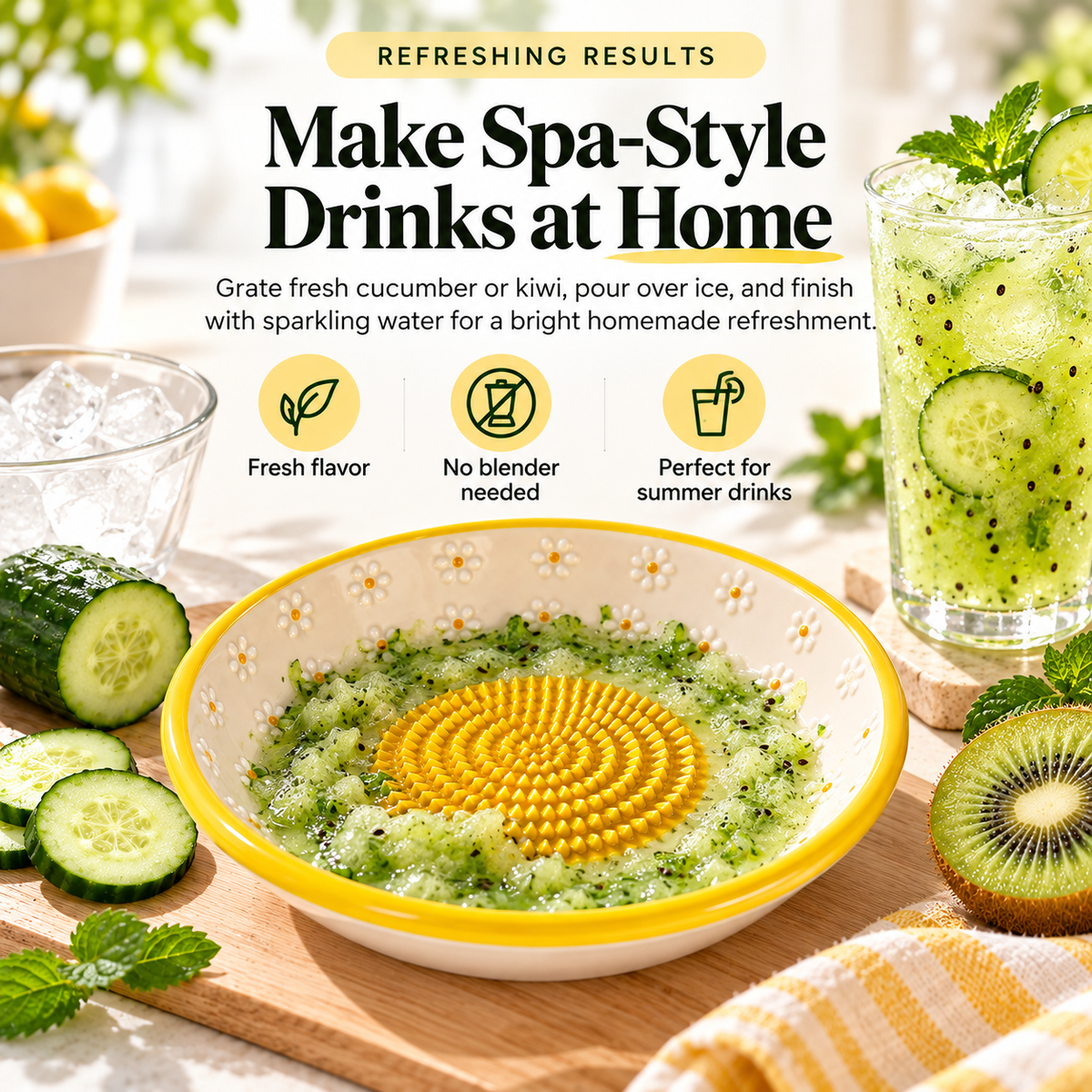 🍽️Ceramic Grater Plate – Daisy Garlic & Ginger Grater for Fresh Sauces, Dressings & More