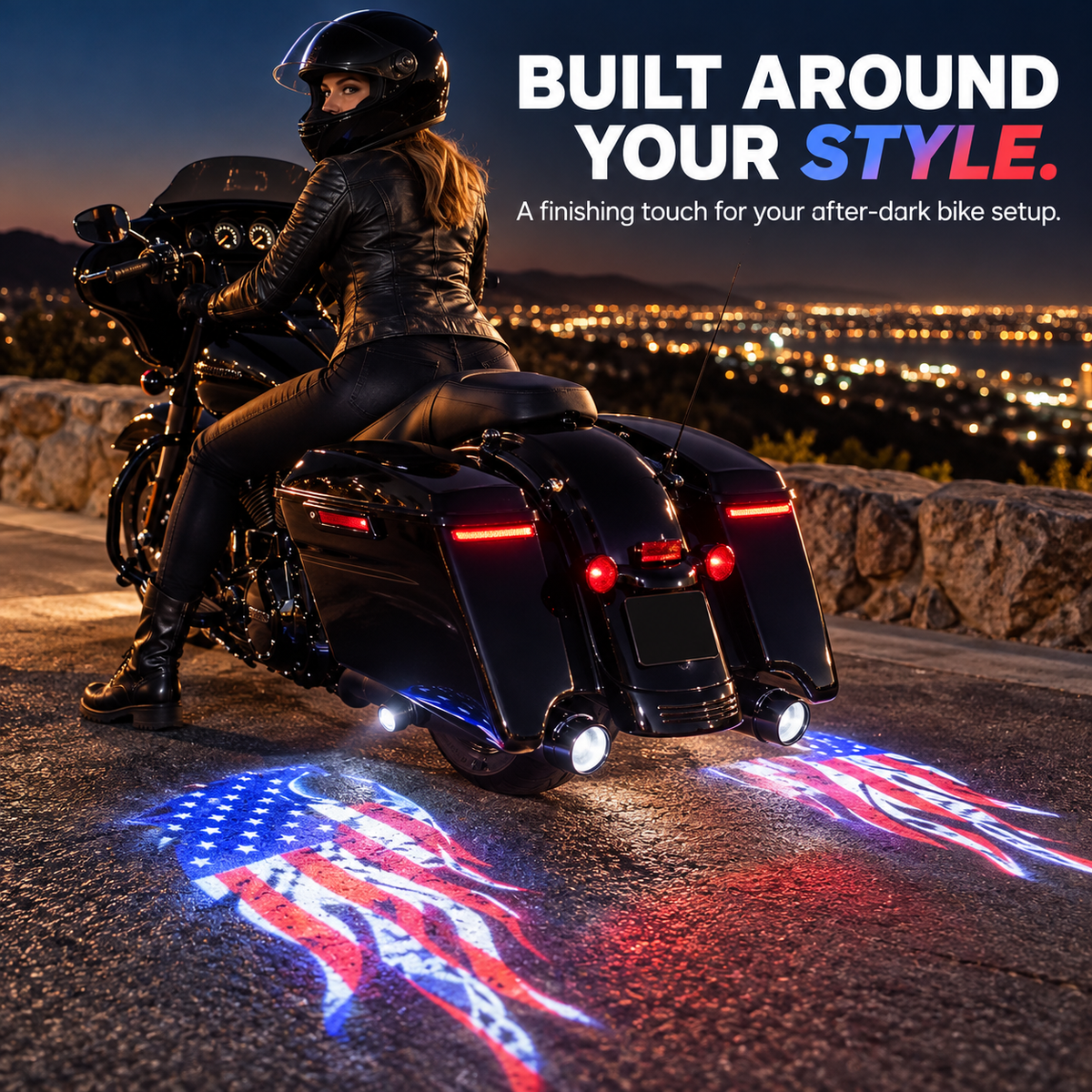 🏍️ Angel Wing Motorcycle LED Projector Lights (1 Pair)