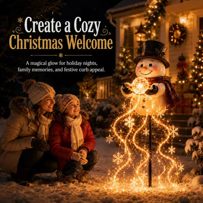 ⛄Snowman Magic Fountain-Flowing Snowflake LED Christmas Garden Light❄️