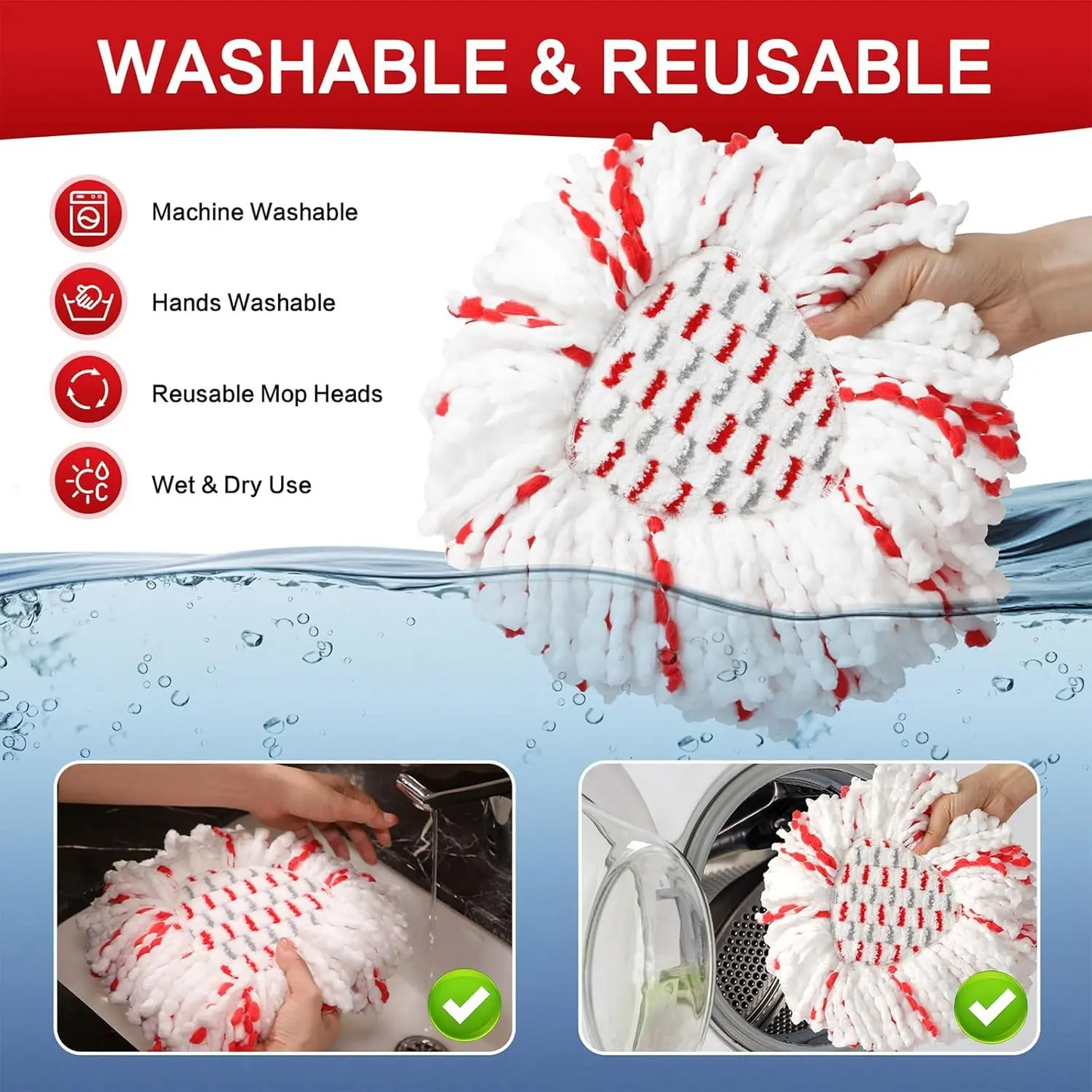 🔥 Last Day 49% OFF✨3 Pack Spin Mop Heads Replacements with Scrubbing Pad