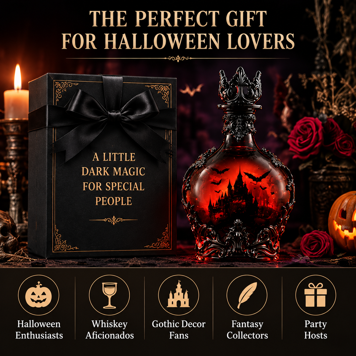 Gothic potion bottle presented as Halloween gift