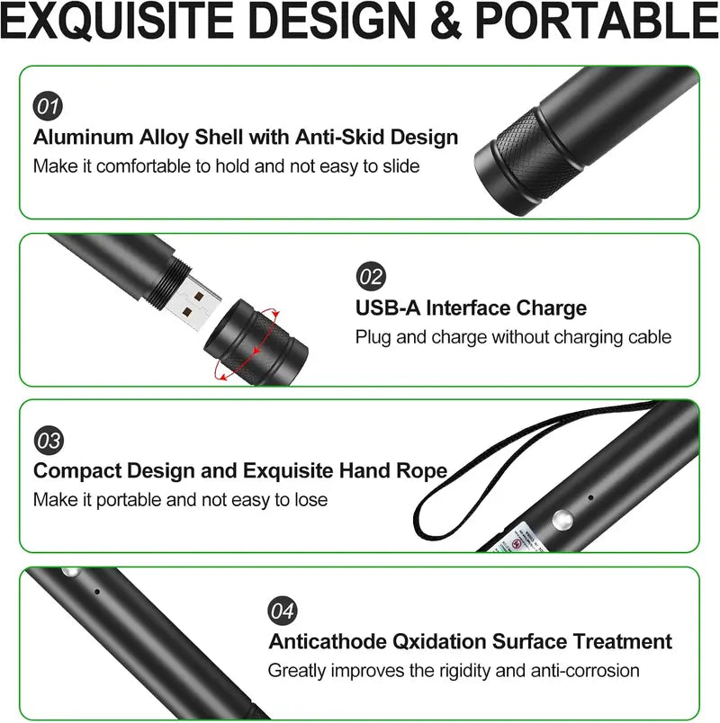 USB Rechargeable High Power Green Laser Pointer