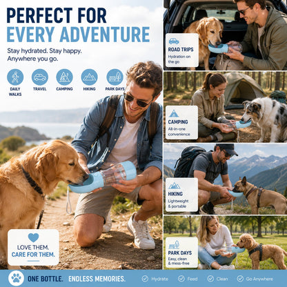 3-in-1 Portable Pet Water Bottle|Water • Food • Waste Bags — Everything Your Pet Needs On The Go