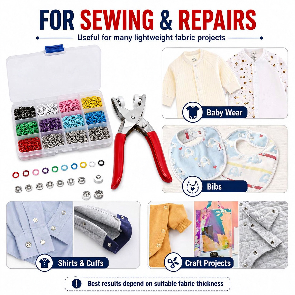 🧵✨ No-Sew Snap Button Kit with Hand Press Pliers 🌈🔧 — Product image 3