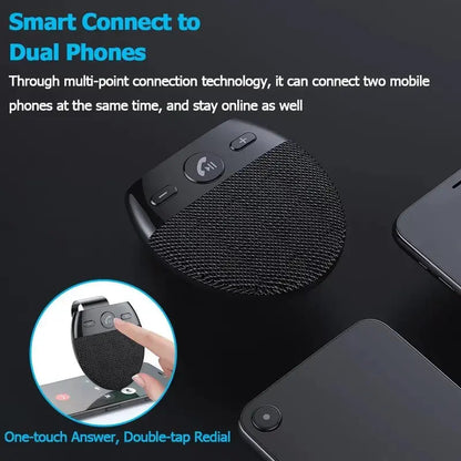 🚗 Bluetooth 5.0 Car Speakerphone – Hands-Free Calls & Music, Easy Clip-On 🔊