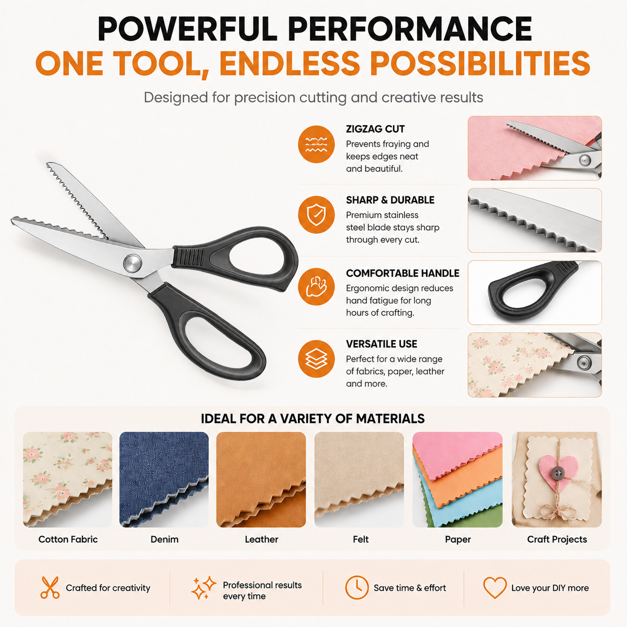 ✂️Professional Pinking Shears – Stainless Steel Zigzag Fabric Cutting Scissors✨🧵