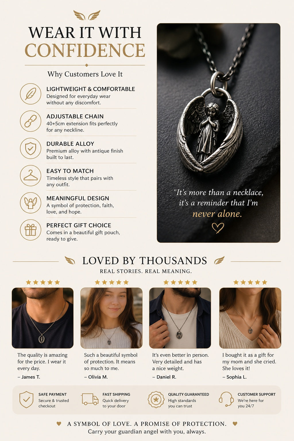 Guardian Angel Wings Necklace|Wear Your Faith. Carry Your Guardian Angel Every Day.