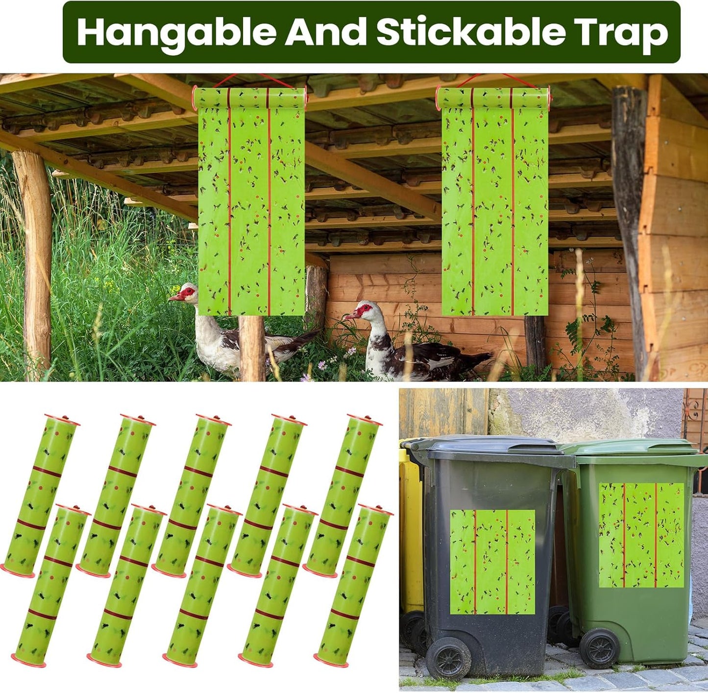 Giant Sticky Fly Traps, Fly Strips for Indoor Outdoor Hanging Flying Tapes Non Toxic Ribbon Fruit Gnat Killer for Mosquito Plants House Horse Stable