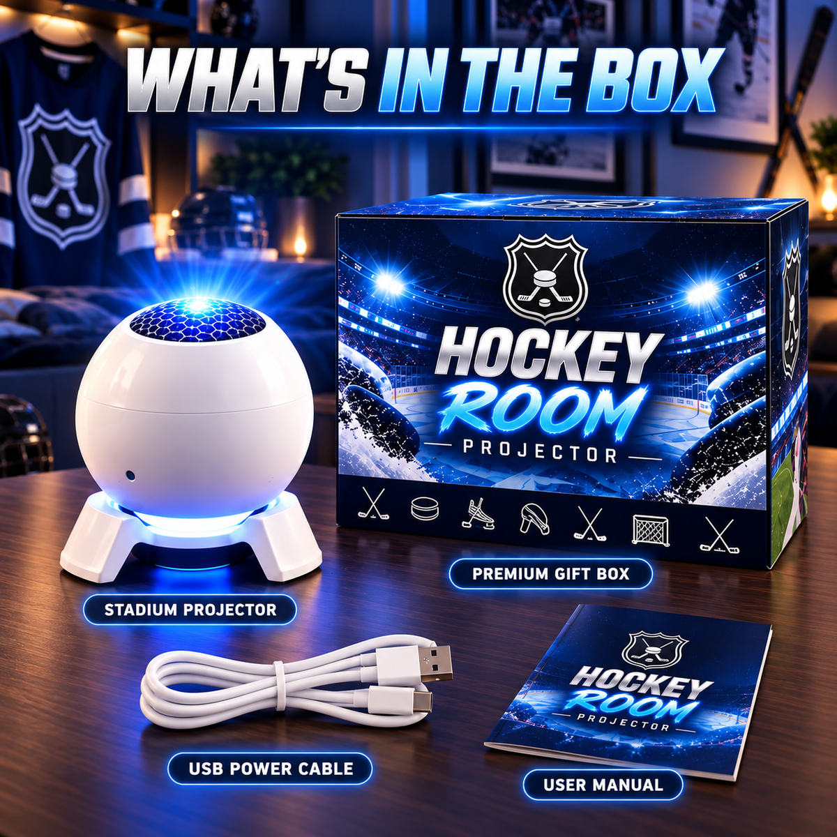 🏒 Hockey Stadium Room Projector – Rink Atmosphere