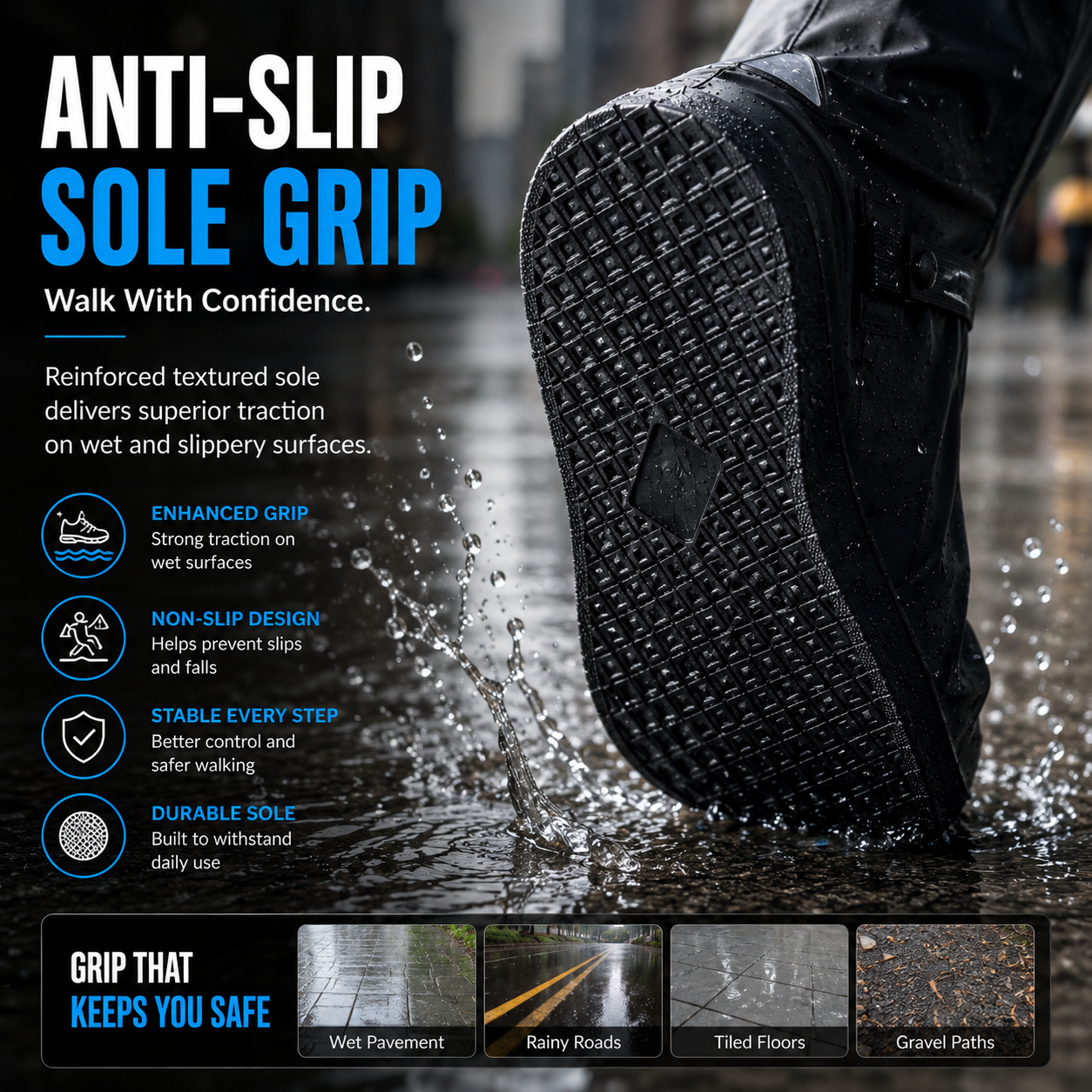 DryWalk Waterproof Shoe Covers | Anti-Slip Rain Shoe Protectors