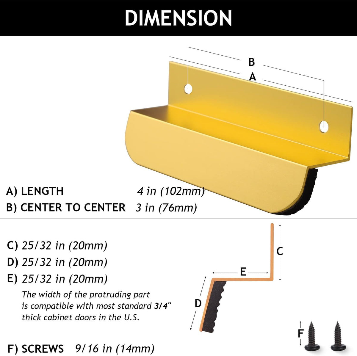 Cabinet foot pull dimensions