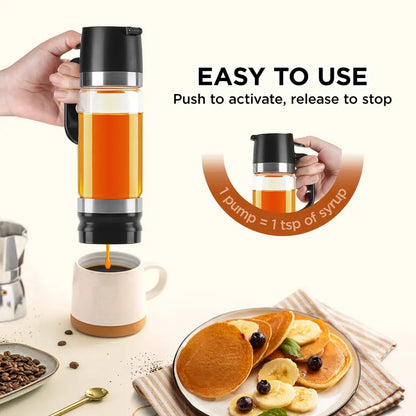 🍯 12 oz No-Drip Honey & Syrup Dispenser with Base – One-Hand Press-to-Pour Server