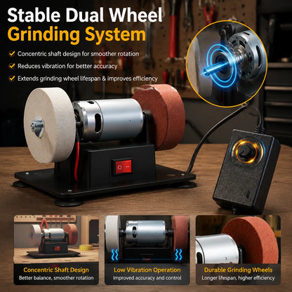 🔥Mini Bench Grinder with 2 Grinding Wheels