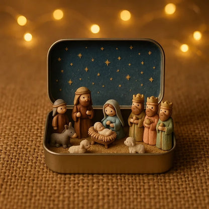 🔥HOT SALE 49% OFF - ✝️Religious Pocket-Size Mini Nativity Scene Set with Storage Box