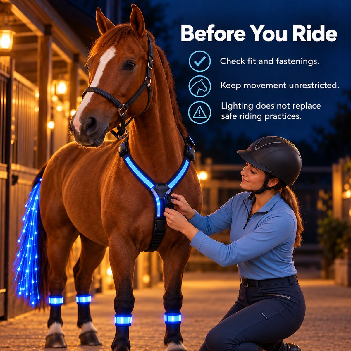 🐴 LED Horse Light Set – Neck, Tail & 4 Leg Bands ✨