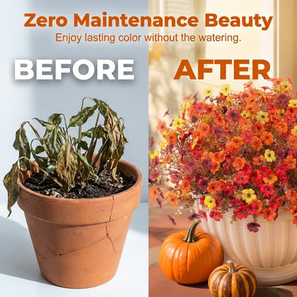🍂🧡Artificial Autumn Violet Silk Flower Bouquet✨Weatherproof Faux Fall Floral Stems