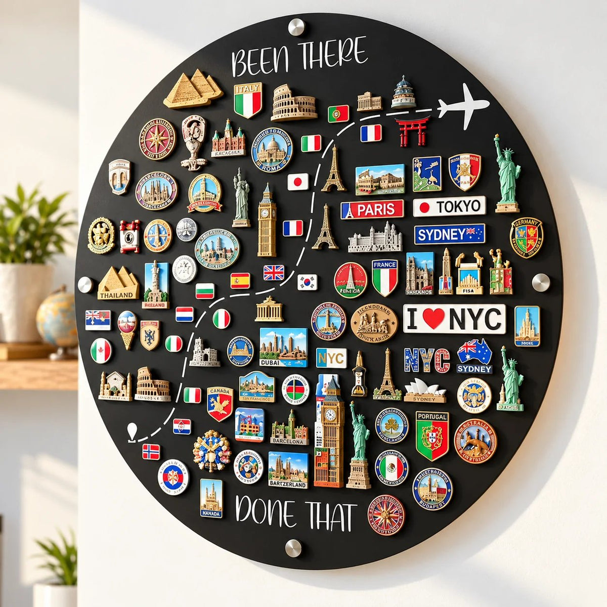 🌍 Been There, Done That™ Travel Magnet Display Board ✈️ | Wall Decor for Travel Memories 🎁