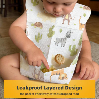 👶 10/30PCS Disposable Toddler Bibs – Individually Wrapped, Soft, Leak-Proof & Travel-Frie