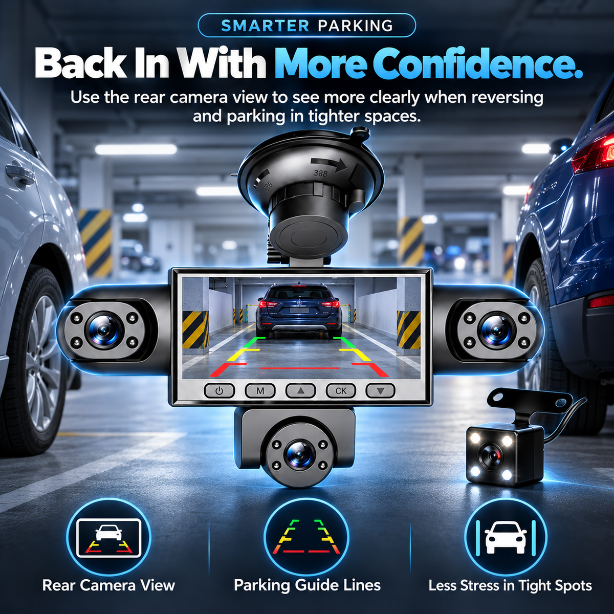 🚗 4/5-Camera Panoramic Dash Cam | 1080P Night Vision, Front & Rear View, Loop Recording & Parking Monitor 🛡️📹