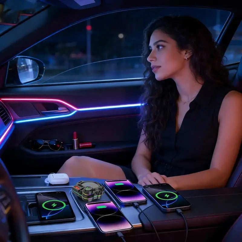 🎖️Bluetooth 5.3 Car FM Transmitter | Fast Charging & Ambient Light