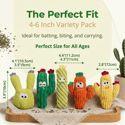 🎁Last Day Promotion 49% OFF🔥Handmade Soft Cactus Kitten Chew Toys with Natural Catnip
