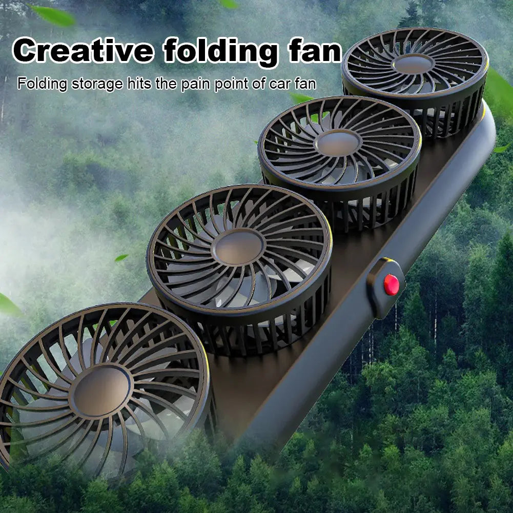 🚗Portable 4-Head Car Cooling Fan - 3-Speed Adjustable
