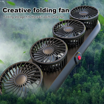 🚗Portable 4-Head Car Cooling Fan - 3-Speed Adjustable