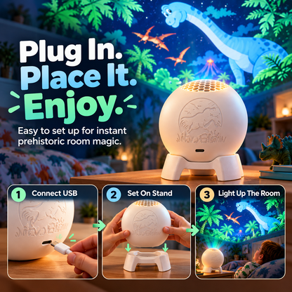 🦖✨ Turn Your Kid's Room Into a Jurassic World! 🌈🌙 DinoGlow™ Dinosaur Projector Night Light 🦕🎁 Magical Bedroom Gift for Kids