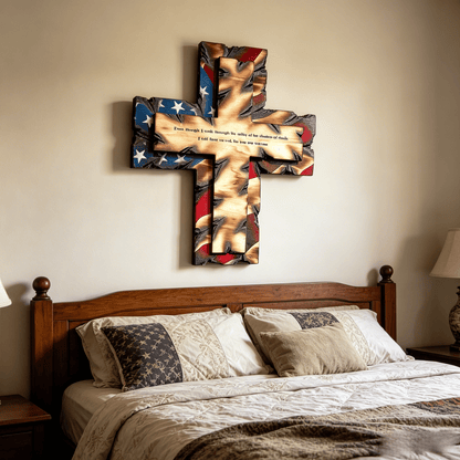 🎁🎉Only $39.99 This Week🌟🎉Patriotic American Flag Wooden Cross Wall Decor