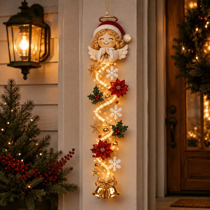 🎄MerryCascade™ Glowing Christmas Door Hanger | 6 Festive Lighted Designs with Warm Glow, Dimensional Details & Space-Saving Vertical Décor