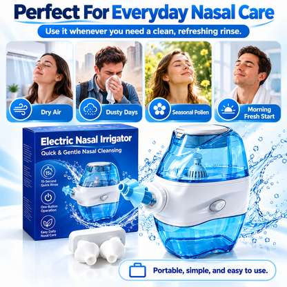 💧 NoseEase™ Electric Nasal Irrigator – Gentle Nasal Cleaning & Suction Care for the Whole Family