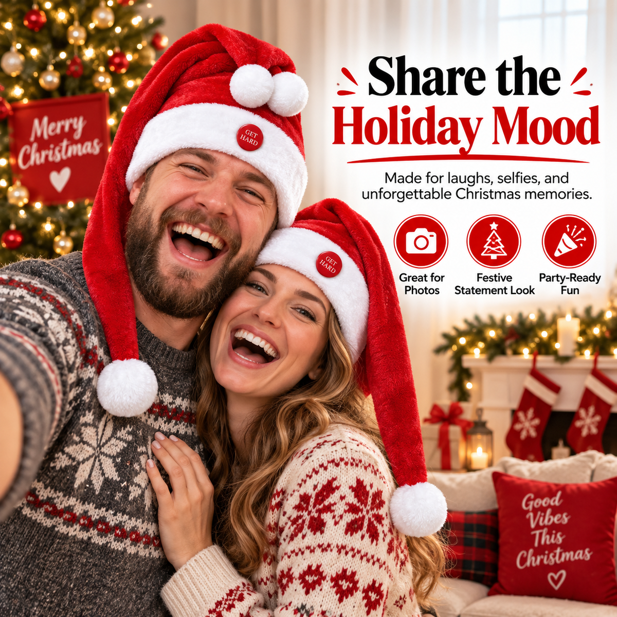 🎅 Moving Santa Hat – Funny Animated Christmas Party Hat with Swinging Tail