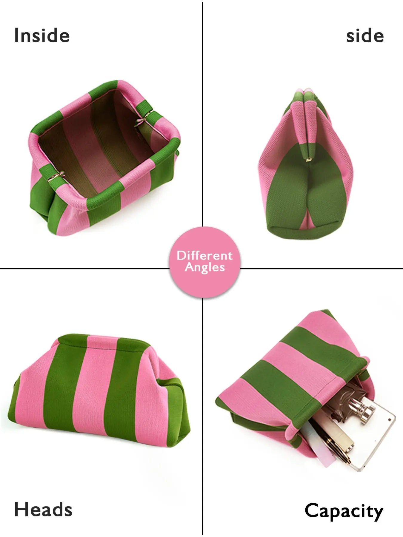 Women's Striped/diamond Dot Cloud Handbag, Clip-Top Crossbody Bag