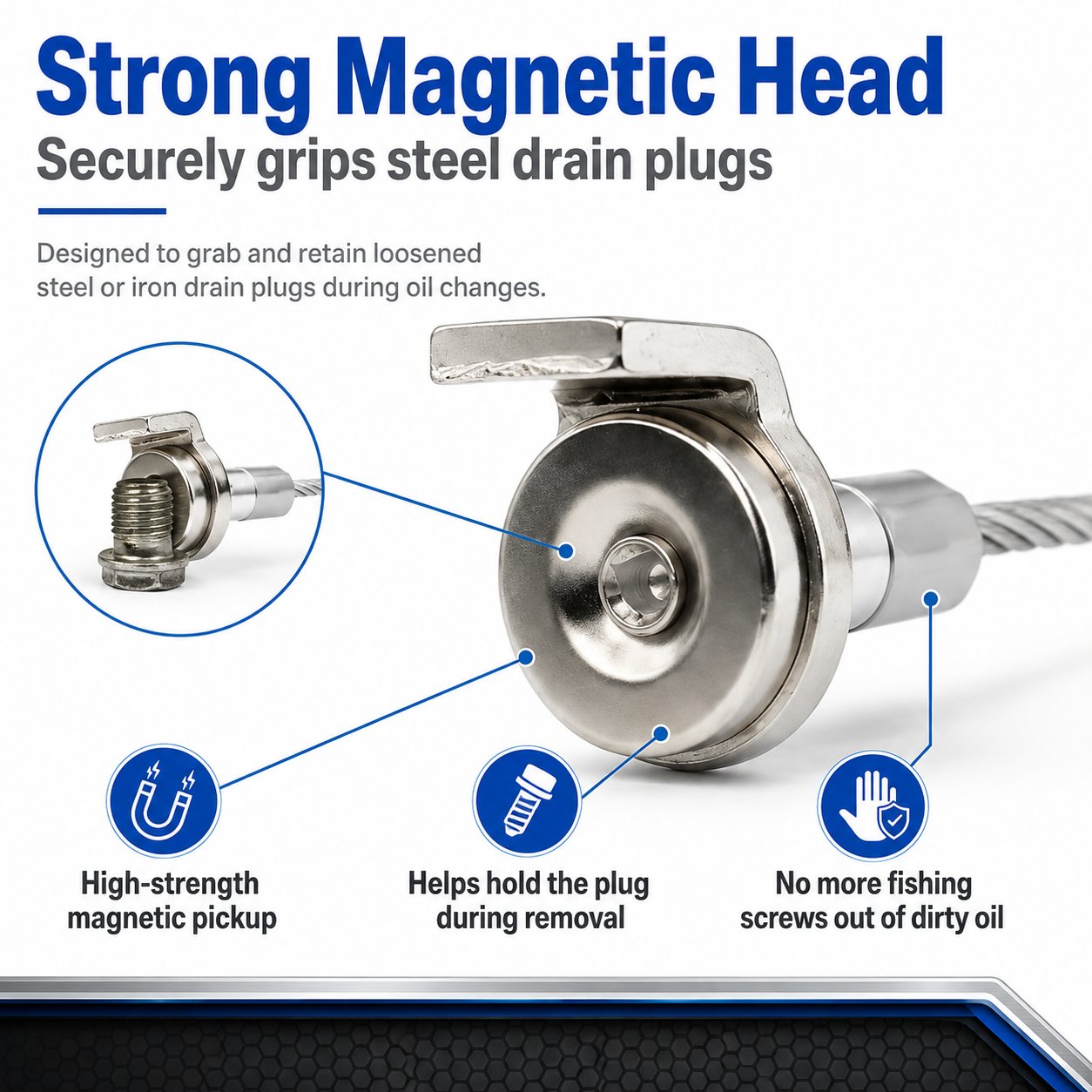 Magnetic Oil Drain Plug Remover with 14-Inch Flexible Shaft